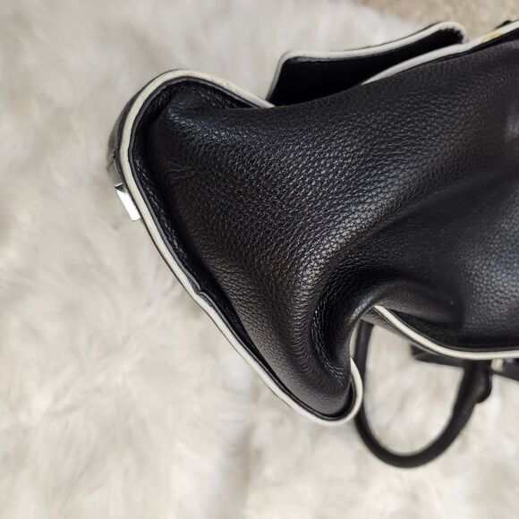 Michael Kors Medium Audrey Satchel classic black & white‎ pebbled leather bag - Picture 6 of 16